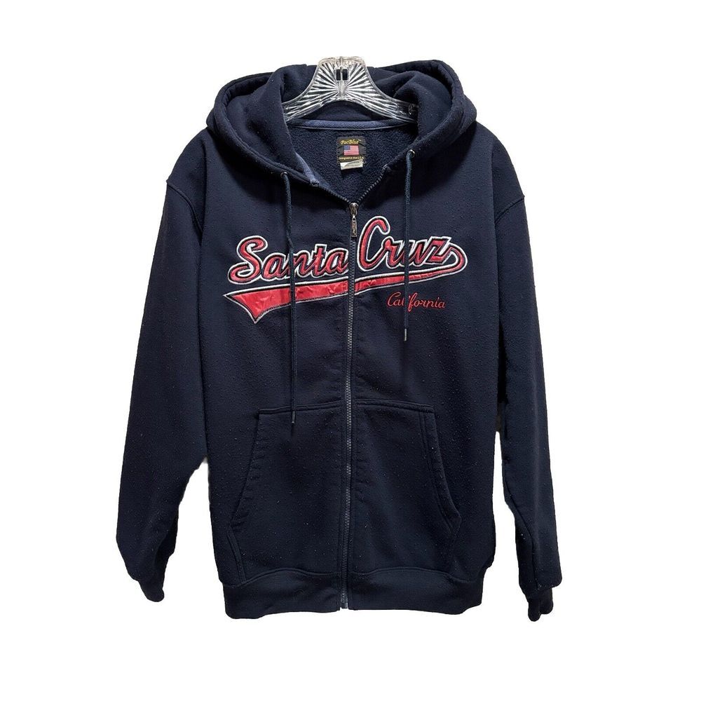 PacBlue Santa Cruz Logo Blue/Red Zip Up Long‎ Sleeve Hoodie Size M Pockets